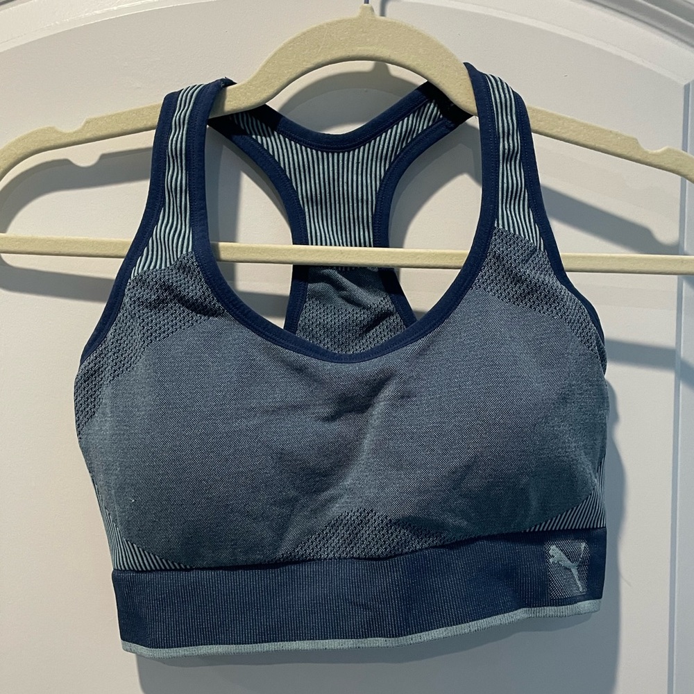Puma Blue Gray Supportive Sports Bra | Size M
